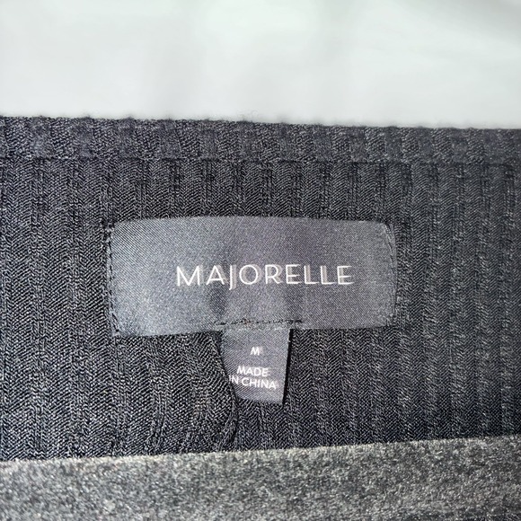 Majorelle Revolve Women's Medium Black Ribbed Long Puff Sleeve Bodysuit V Neck - Picture 2 of 8